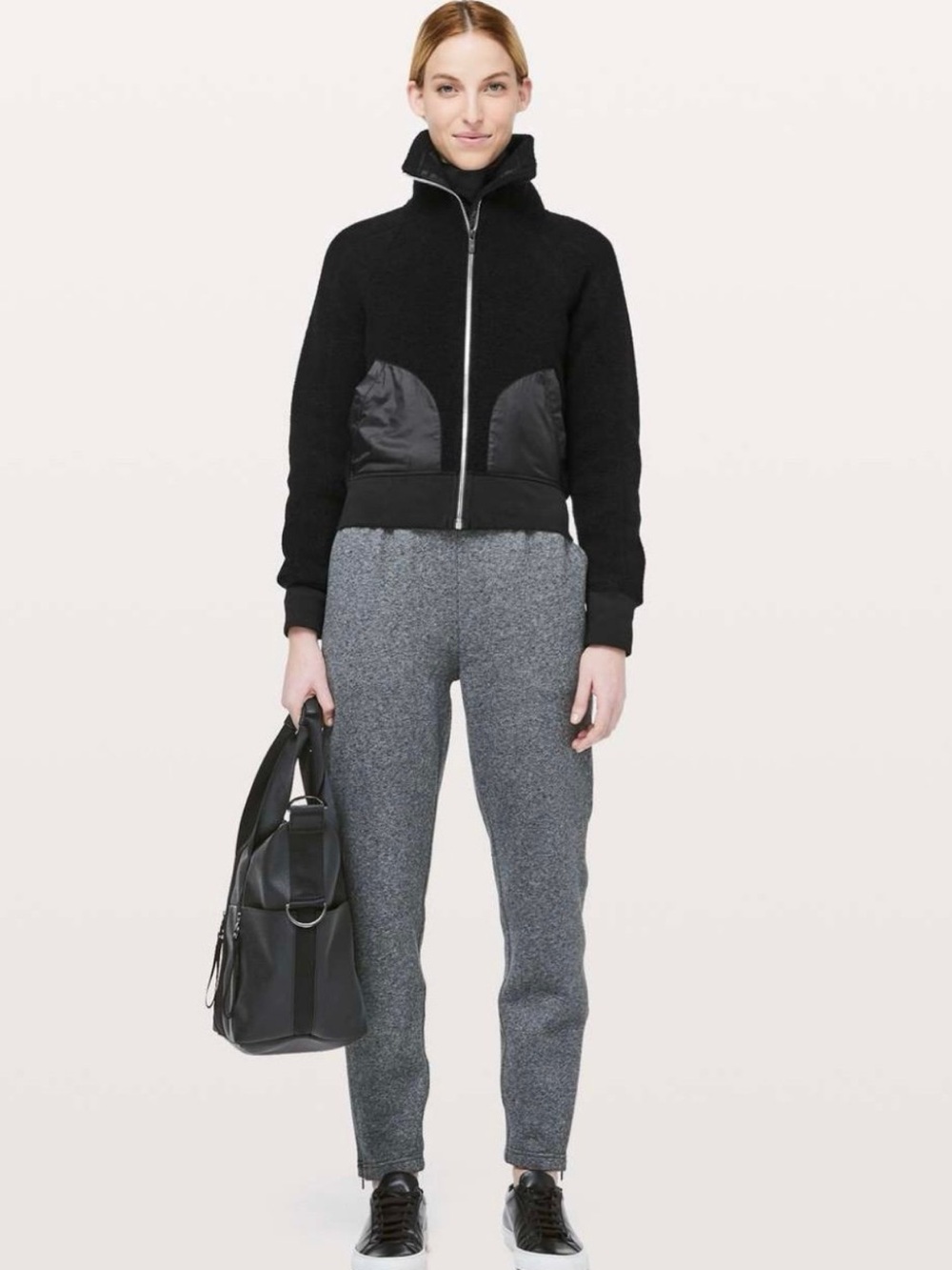 Lululemon So Sherpa Jacket Women's Black Zip-Front Funnel Neck Jacket